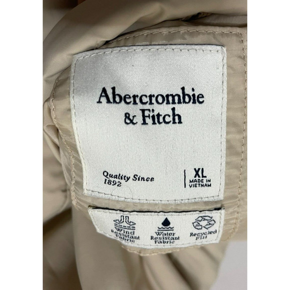 Abercrombie & Fitch XL Jacket Oversized Puffer Shacket Beige Gorpcore Parka - Picture 8 of 8